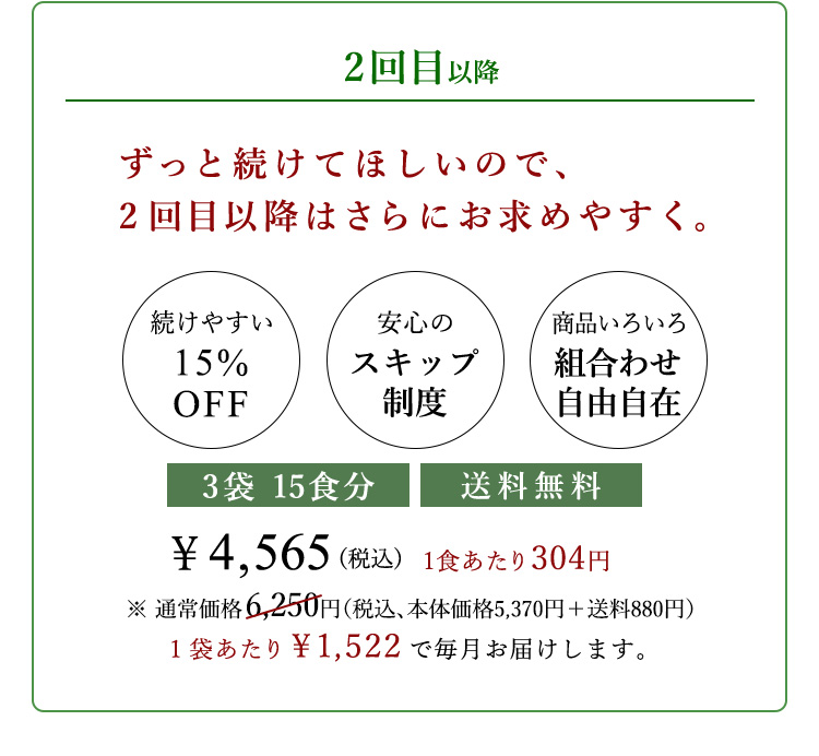 ずっと続けてほしいので、2回目以降はさらにお求めやすく